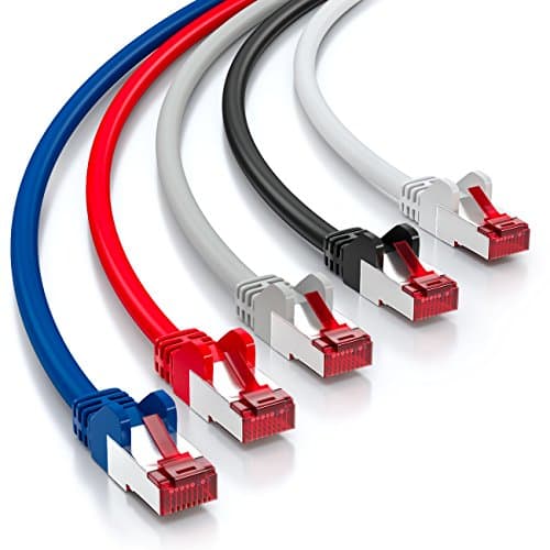 deleyCON 5x 1m Câble Patch CAT6 PIMF S/FTP un Blindage CAT-6 RJ45 Câble Réseau Câble Ethernet LAN DSL Routeur Modem Point D'Accès Patch Panels - Multicolore