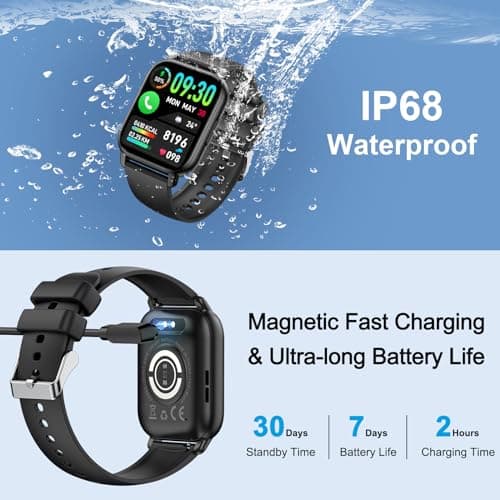 Montre Connectée Homme Femme avec Appel Bluetooth, 1.85" HD Smartwatch, 112 Modes Sportifs, Montre Connectee Sport Etanche IP68 avec Cardiofrequencemetre/Moniteur de Sommeil/Podometre pour Android/iOS