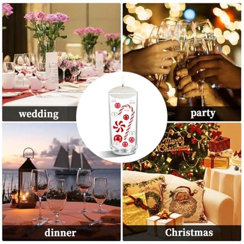 Viilich Lot de 6054 perles flottantes pour vase de Noël - Perles flottantes en gel de sucre d'orge (rouge et blanc)