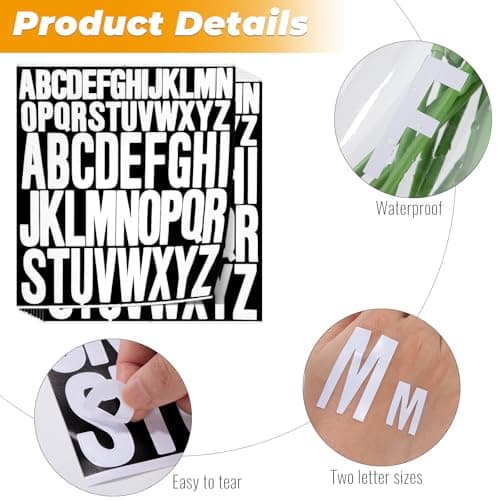 Lettres Autocollantes,10 Feuilles Lettres Majuscules Auto Adhésives Stickers Lettres Alphabet En Vinyle Lettre Adhesive Imperméable Stickers 25/50mm Pour Fenêtre Boîte Aux Lettres Scrapbooking Blanc
