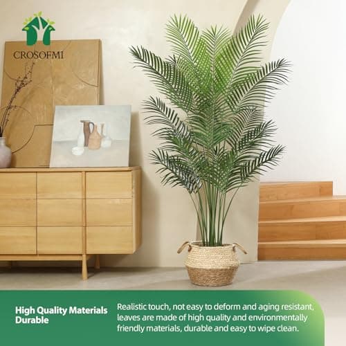 CROSOFMI Plante Artificielle Areca Palmier 170 cm Fausse Plante Interieur et Exterieur en Pot Plastique Arbre Artificiel Salon Balcon Chambre Verte Décoration (1 Pack)
