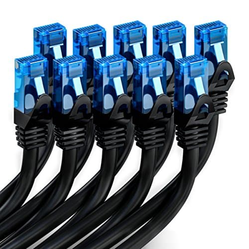 deleyCON 10x 0,5m CAT6 Set de Câbles Réseau - Court 50cm U-UTP RJ45 CAT-6 Câble LAN Câble Patch Ethernet Câble DSL Switch Routeur Modem Répéteur Panneau de Brassage - Noir