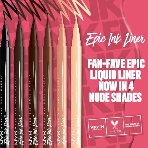 NYX Professional Makeup Eyeliner Feutre Epic Ink Liner, Waterproof, Formule Vegan, Teinte : Black (01)
