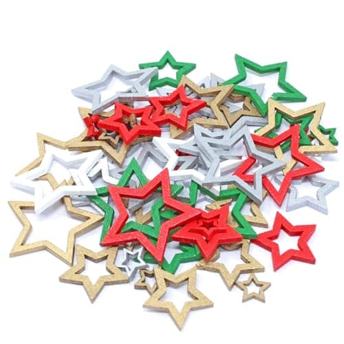 Lot de 50 étoiles de Noël assorties découpées pour loisirs créatifs et scrapbooking