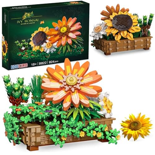 Under the Baubles Ensemble de Jouets de Construction de Fleurs de Tournesol – Décoration d'intérieur, Bouquet de Fleurs bonsaï pour Adultes, Cadeaux pour Elle ou Lui pour Anniversaire de