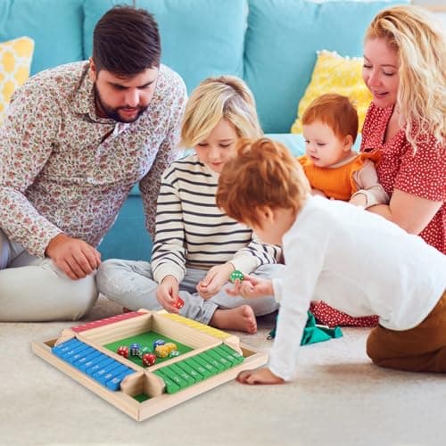SCBOY Shut The Box Jeux en Bois Jeu de dés Adéquation 2-4 Personnes Jeux de société en Bois Fête de Famille Jeu de Table pour Enfants et Adultes