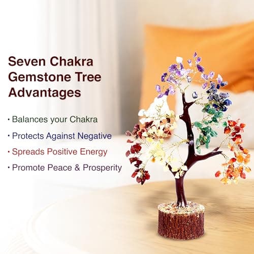 Sept Chakra Guérison Naturelle Reiki Cristal Bonsaï Fortune Money Tree pour Bonne Chance, Richesse et Prospérité Décor Feng Shui Cadeau Spirituel