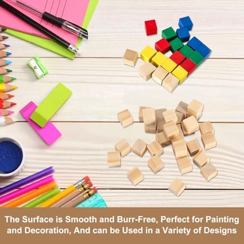 500 Pièces Cubes en Bois 10mm Naturel Blocs Carrés en Bois Cubes de Pin Carrés Inachevé Carrés en Bois Cubes Blocs Vierges Cube Bois Bricolage pour DIY Peinture Artisanat Décoration