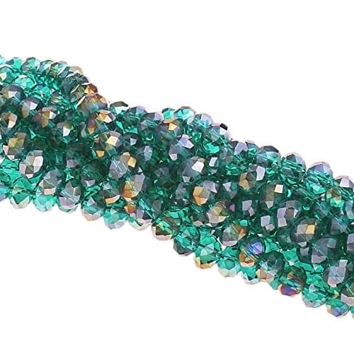 Perles de verre tchèque, en cristal CZ de Bohême, rondes, à facettes, 4/6/8/10 mm, couleur : vert zircon AB, 4 x 3 mm