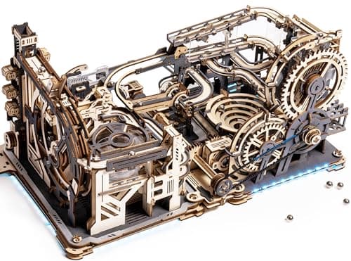 ROBOTIME LGC01+LGA01+LG01 3-in-1 Circuits de Billes Maquette Puzzle 3D en Bois à Construire pour Adultes, LED Mécanique Modèle Cadeau Homme, LGX02 (=LGC01+LGA01+LG01)