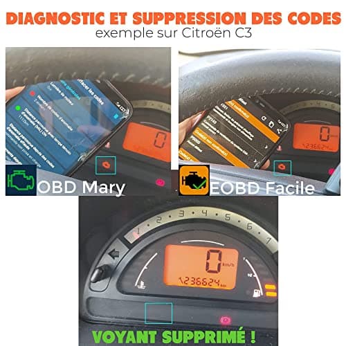 OBD2 Bluetooth + Support Francais 7/7J - LIT ET EFFACE Les Codes ERREURS en 3 Min ! Valise de Diagnostic Tous VÉHICULES - Android et iPhone - Vendeur Francais avec Support 7/7J 2024