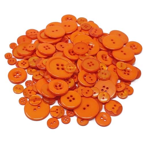 Special Touches Sachet de 100 g de boutons en acrylique et résine pour loisirs créatifs, Plastique, Orange, 7-20mm