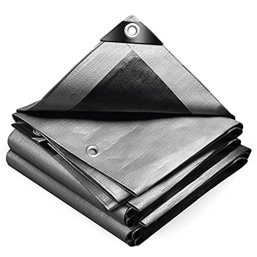 VOUNOT Bâche de Protection en Polyéthylène 240g/m2 Bâche Imperméable Ultra Lourde et Résistante Revêtue des Deux côtés avec Oeillets en Aluminium Couverture Étanche pour Jardin, Piscine 2x3m