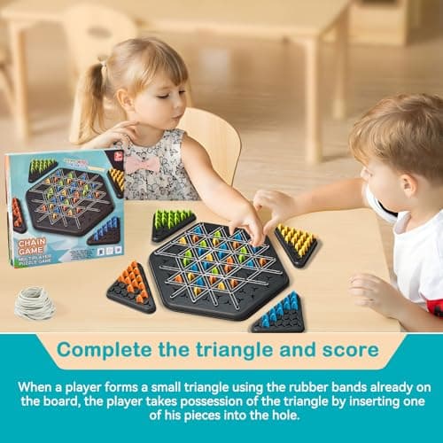 YAOZUP Jeu d'échecs en Chaîne Triangulaire, Triggle Jeu, Jeu de Triangle en Chaîne, Jeu de Plateau D'échecs Triangulaire, Échecs Triangulaires en Chaîne Interactifs pour Enfants, Adultes, Fête de Fami