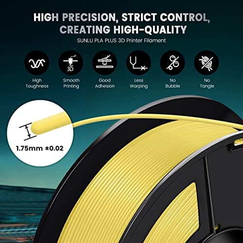 SUNLU PLA Plus Filament pour imprimante 3D, Filament PLA+ 1,75 mm, résistance améliorée, compatible avec les imprimantes 3D FDM, précision dimensionnelle +/- 0,02mm, bobine de 1kg (2,2 LBS), Blanc
