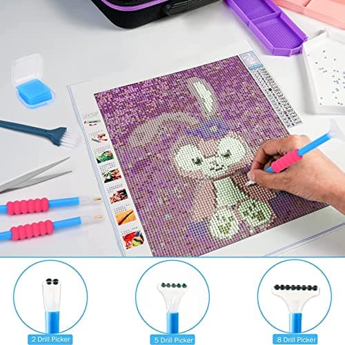 DUOJIN Boîte de Rangement pour Peinture au Diamant 5D, Box avec Entonnoir, Boîte de Tri pour Broderie Portable, Quick Point Caisse de rangement, Artisanat de Bricolage Pince à épiler 60 Compartiments