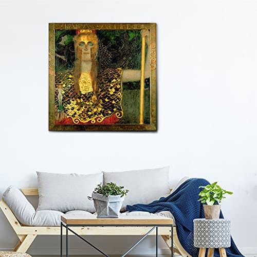 Giallobus - Cadre - Gustav Klimt - Pallas Athéna - Toile - 70x70 - Prêt à accrocher - Peintures Modernes pour la Maison