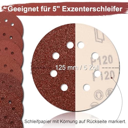 Sztaoip Disques Abrasifs 125 mm 70 Pièces Disques de Ponçage 8 Trous 40/60/80/120/180/240/320 Grain Mixte pour Ponceuse Excentrique