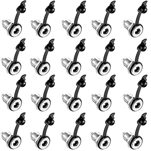 RUNCCI-YUN 20Pcs 5.5mm x 2.1mm Prises Femelle d'Alimentation DC,12 Volt Femelle en Métal DC,DC Fiche à Souder Panel Mount Fiche d'alimentation connecteur basse tension,avec Capuchon Antipoussière