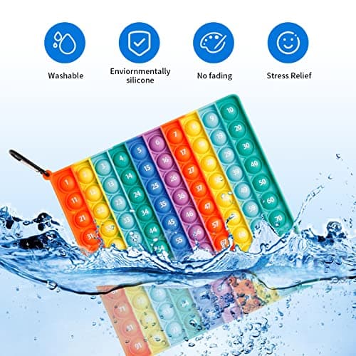 Pop Fidget It Toys 2 in 1 MEINRAUM Poppit Géant Math Multiplication Push Bubble Anti Stress Sensory Jouets en Silicone Arcenciel Educatifs Poppers pour Enfants Adultes