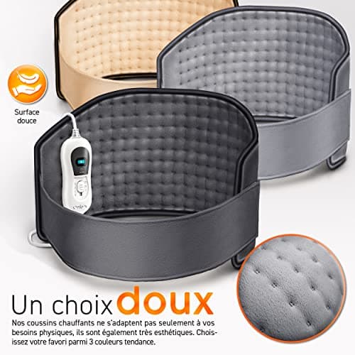 sinnlein Ceinture Lombaire Chauffante | Ceinture Thermique Electrique | Contre le Mal de Dos & Sciatique |3 Niveaux de Température et Arrêt Automatique | Réglable (Gris)