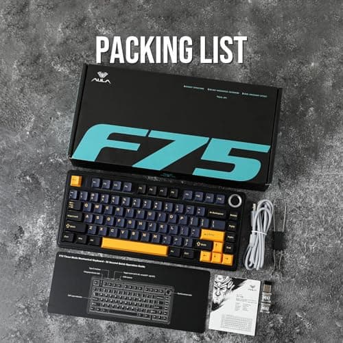 EPOMAKER x Aula F75 Clavier Mécanique Gasket à 75%, sans Fil/Bluetooth/USB-C, avec Cinq Couches de Coussinets, Bouton, RVB, Batterie, NKRO (Black, Reaper Switch)