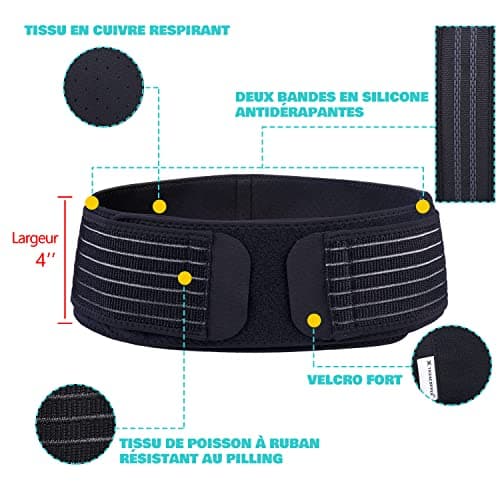 Thx4COPPER Ceinture Lombaire, Ceinture Sacro-iliaque Réglable, pour Support de Pelvienne, Soulage le bas du dos,Soutien pour Sciatique, Stabilise du Lombaire, Femme et Homme- M