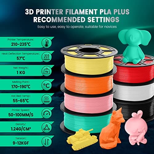 SUNLU PLA Plus Filament pour imprimante 3D, Filament PLA+ 1,75 mm, résistance améliorée, compatible avec les imprimantes 3D FDM, précision dimensionnelle +/- 0,02mm, bobine de 1kg (2,2 LBS), Blanc