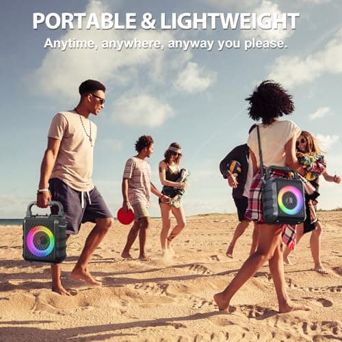 HWWR Caisses karaoké avec 2 Microphones sans Fil, karaoké Professionnel Portable Bluetooth avec lumières LED, Eco/TF/USB, AUX, pour Les fêtes et Les Adultes, Cadeau pour Les Amis et la Famille