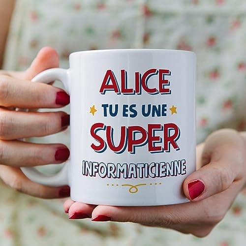 Mugffins Tasses Personnalisables pour INFORMATICIENNE femme - En Français - Cadeau Personalisé- Tu es Super - 11 oz / 330 ml