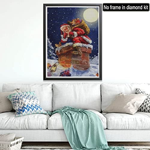 Showker 5D Kit Complet de Broderie Diamant Cheminée - Peinture Diamant Lune Rond Point de Croix - Décoration Murale pour Chambre, DIY Diamond Painting Maison 30x40cm