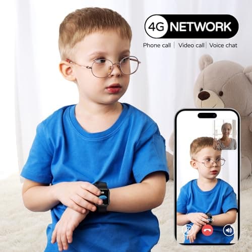 Fenamor 4G Montre Connectée Enfant GPS, 1.83" Montre Telephone avec Sim, SOS, 7 Jeux Montre Enfant Connectée, Montre Intelligente Enfant, Cadeaux de Noël pour garçons et Filles (Noir)