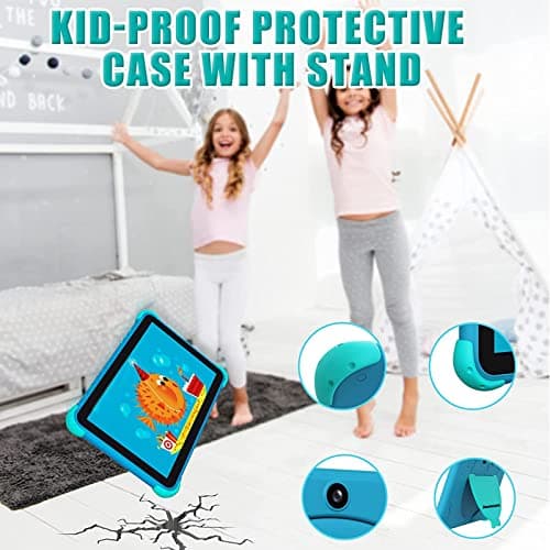 Ascrecem Tablette pour Enfant 10 Pouces Android Tablette Enfants avec WiFi IPS Display,Double Caméra,2Go+32Go ROM,Quad Core,ContrôLe Parental,Tablette Tactile Educative avec Youtube Google Play (Bleu)