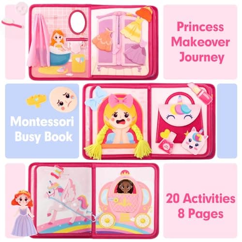 hahaland Jouet Bebe 1 an Busy Board Montessori âge 1 an, Relooking Princesse Jouet Enfant 1 2 3 4 Ans, Jeux Montessori Jouets d'Activité et de Développement Cadeau Fille 1 2 3 Ans