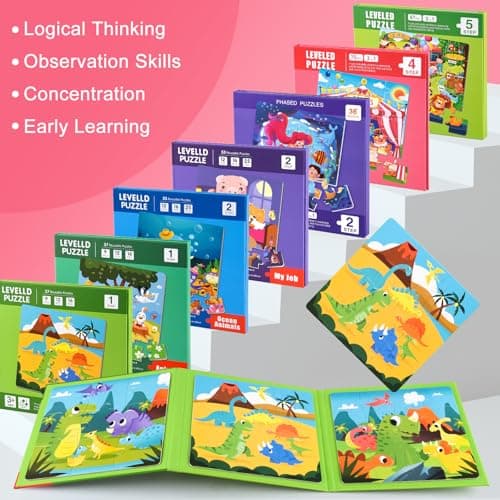 ASTARON Puzzles magnétiques pour Enfants de 3 à 5 Ans, 20-25-30 pièces Puzzles d'apprentissage pour Les Voyages en Voiture, Jouets de Voyage, activités en Avion et en Voiture pour Enfants