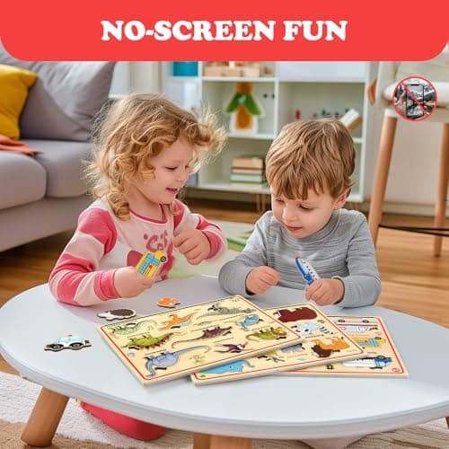 3 Jeux De Puzzles pour Bois pour Les Jeunes pourfants, Autocollants Magnétiques pour Bois pour Le Réfrigérateur, Puzzles Montessori, Cadeaux pour Filles Et Garçons -Voiture Dinosaure Animaux