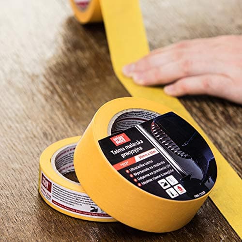 Scley – 3 Rouleaux de Rubans de Masquage - Série 572 - Largeur 48mm, Longueur 33m - Bande adhésive en Crêpe Jaune - Protection pour Travaux de Peinture