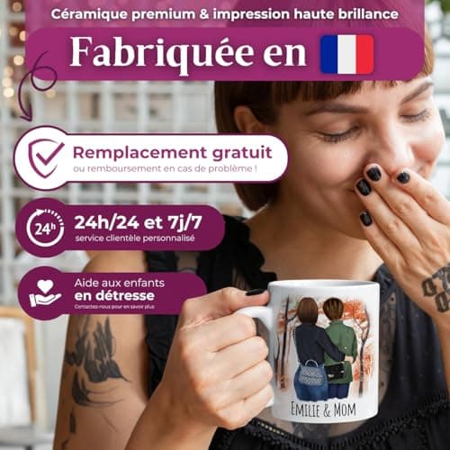 Cupdarling® Tasse Personnalisable Cadeau Mamie Avec 2 Petite-Filles - Cadeau Anniversaire Mamie - Cadeau Fete Des Meres - Mug Original Pour Mamie - 330 mL Céramique