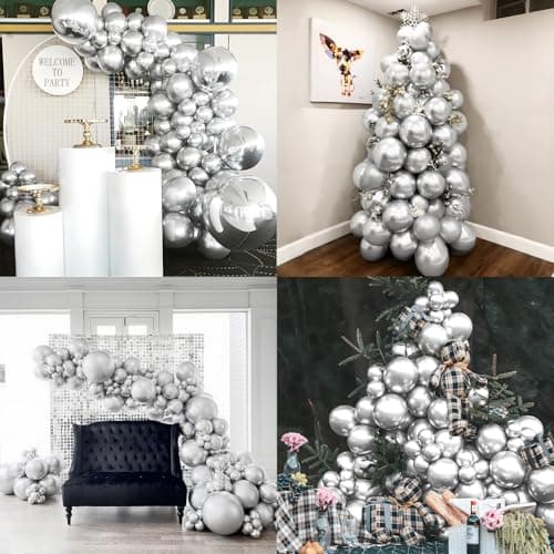 Unisun Ballons argentés métallisés, 50 pièces, 12 pouces, en argent chromé, ballons argentés, pour femmes, hommes, garçons, fêtes, anniversaire, mariage, fiançailles, anniversaire, fête