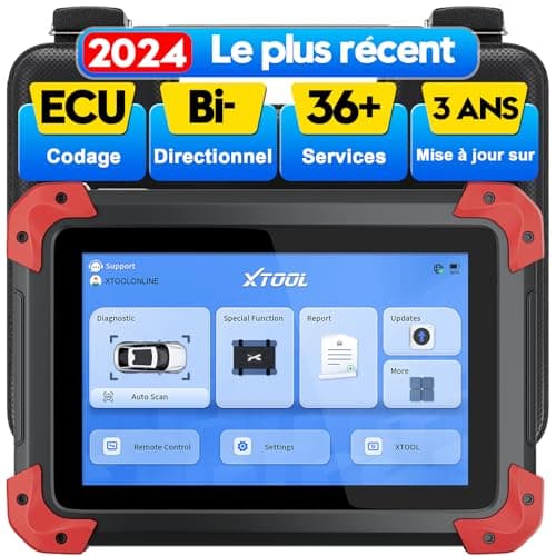 XTOOL D7 OBD2 Valise Diagnostic Auto, Bidirectionnel/Test Actif avec Codage ECU, Diagnostic Complet Système, 36+ Resets, Codage des injecteurs/ABS/EPB/SAS/TPMS, CANFD/DOIP, FCA, Mise à Jour 3 Ans