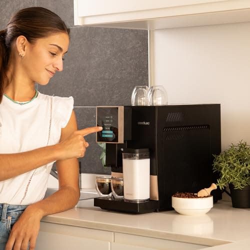 Cecotec Machine à Café Superautomatique Cremmaet Compactccino Black Rose, 19 bars, Réservoir à lait, Système Thermoblock, 5 niveaux de mouture, Réservoir à café 150g