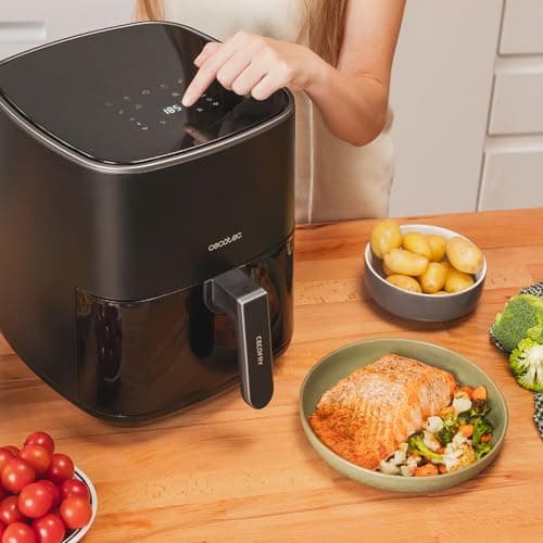 Cecotec Friteuse Sans Huile Cecofry Fantastik 5500. AirFryer de 5,5 L,1500W, PerfectCook, 9 Modes de Cuisson, Tactile, Réglable 80-200oC, Cuisson 60 min, Protection contre la Surchauffe.