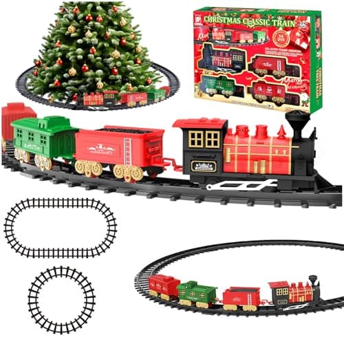 Daity Train de Noël électrique silencieux et durable pour enfants - Train électrique autour du sapin de Noël - Décoration adaptée aux enfants