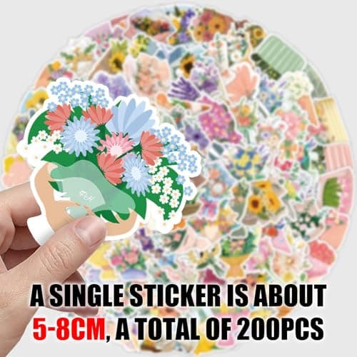 DKDDSSS 200 Pièces Autocollants Stickers, Autocollant Scrapbooking, Stickers Fleurs Stickers Scrapbooking, Scrapbooking Autocollant, Autocollants pour Scrapbooking pour DIY Bullet Journal Scrapbooking