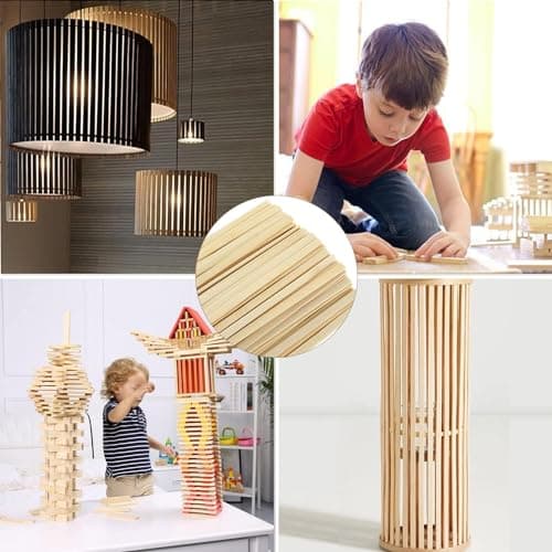 Bâtons en Bois 150pcs Baguette Bois Sûr Batonnet Bois de Bambou Réutilisable Batonnet en Bois Non Toxique et Environnement 30x0.9x0.3cm pour Travaux Manuels Modélisme Arts Projets de Bricolage