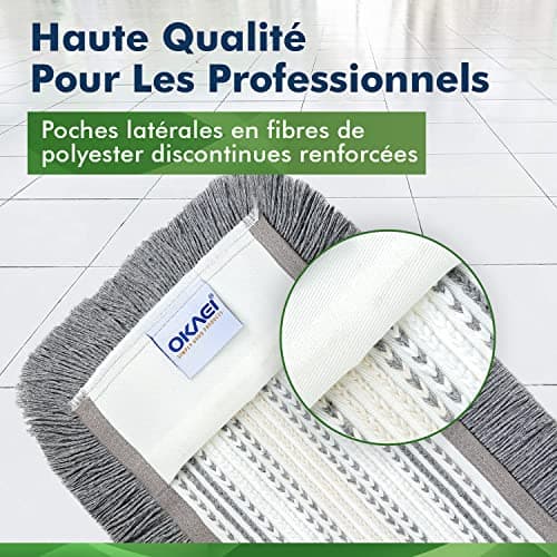 Okaei Housse de serpillère 1 Piece (40 CM) - Housse de serpillère pour hôpitaux et établissements de Soins - Housse de serpillère à Glissement Optimal pour Un Travail Ergonomique - Gris