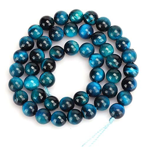 Perles bleues d'oeil de tigre, perles d'espacement rondes de pierre gemme de pierre naturelle pour l'accessoire de fabrication de bracelet de bijoux à bricoler soi-même(8mm【48pcs/string】)