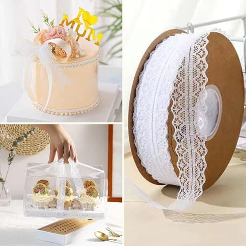 Ruban de Dentelle Blanc Beige Vintage À Coudre 6 Rouleaux Ruban en Dentelle Vintage Dentelle Blanche Coton Ruban Dentelle Vintage Diy Dentelle Ruban Adhésif pour Mariage Décoration de Table