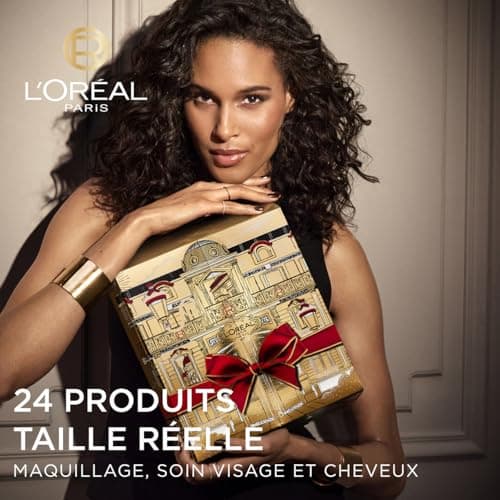 L'Oréal Paris - Calendrier de l'Avent 24 Jours - Coffret Cadeau Noël - Maquillage, Soins Visage et Cheveux - 24 Produits de Beauté Incontournables en Taille Réelle