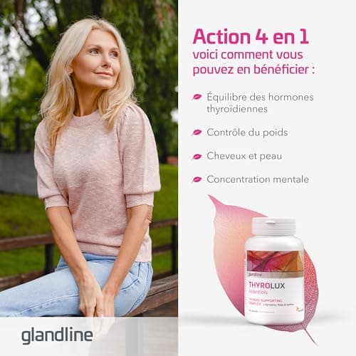 Thyroide – Capsules de Zinc, Selenium, Tyrosine, Iode et Manganese – 180 Gélules pour 180 Jours – Sans gluten – Sensilab ThyroLux Essentials